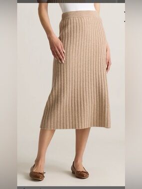Quince Mongolian Cashmere beige midi skirt size XL